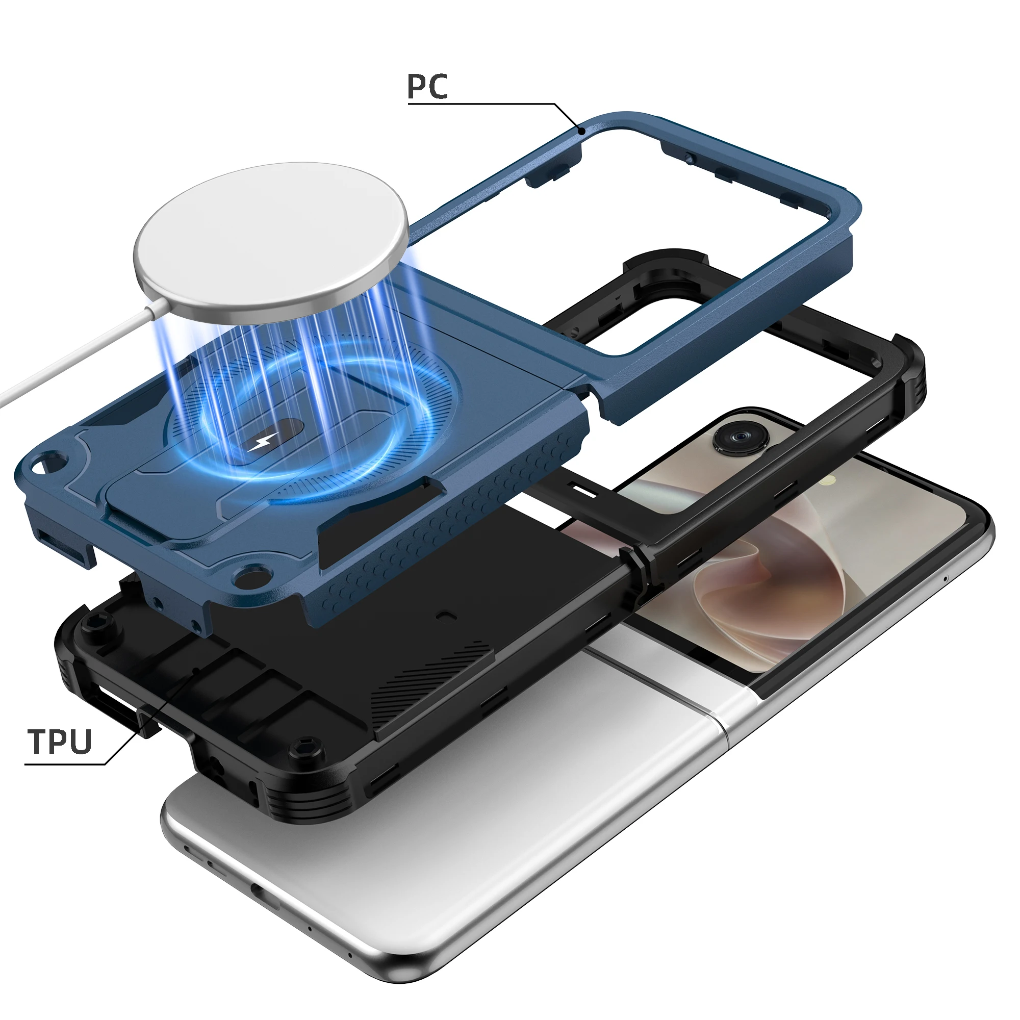 Mecha Magnetic Shockproof Slim Cover with Invisible Bracket and Hinge Protection