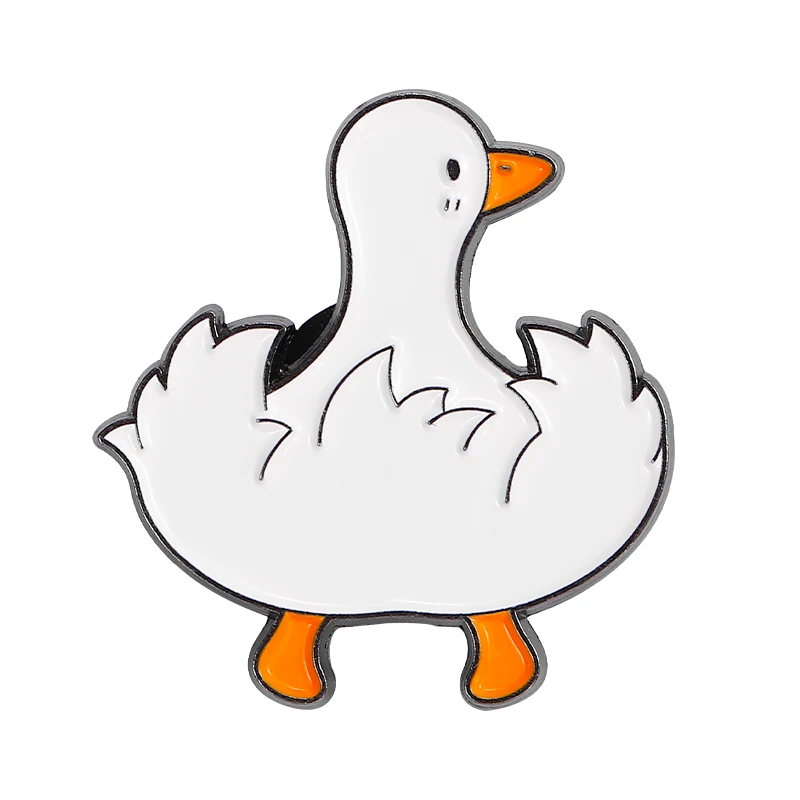 Cute Funny White Goose Brooch Enamel Pins Cartoon Duck with Knife Badge for Backpack Hat Beanie Shirt Decoration Lapel Pin Jewelry Gifts for Temu