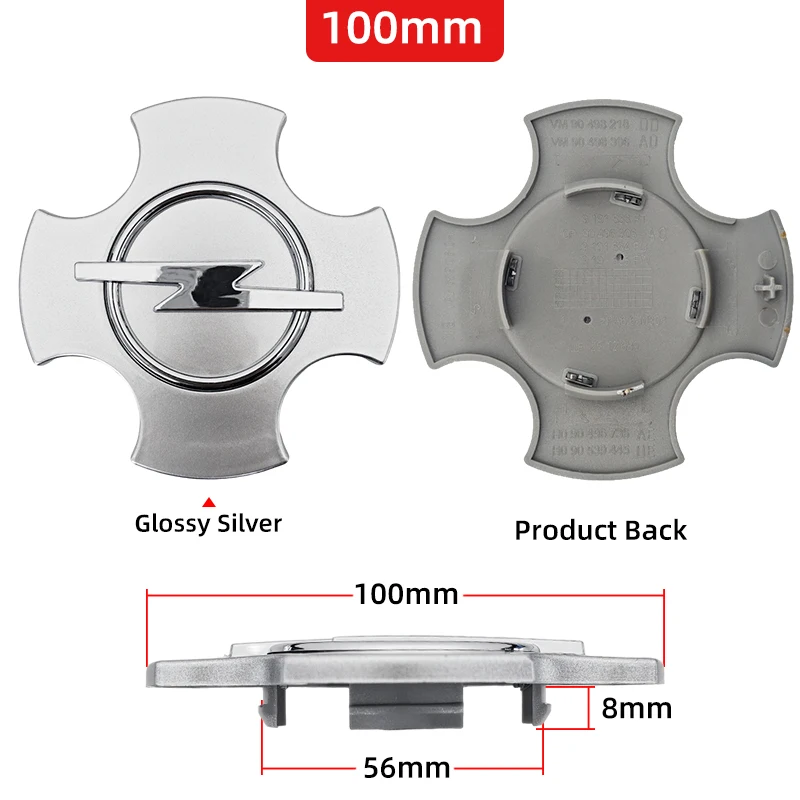 4개입 53mm/100mm/110mm 자동차 휠 센터 캡 로고 허브 커버 배지 엠블럼 (오펠 인시그니아 아스트라 J H G F 코르사 자피라 티그라 용)
