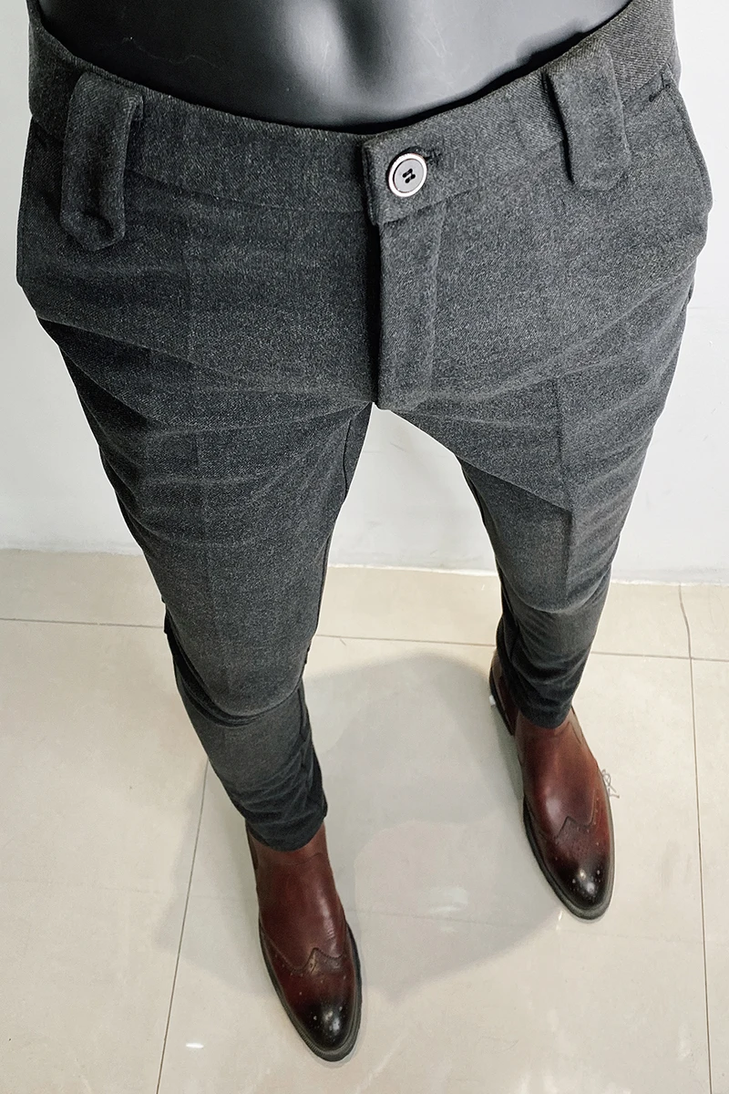 Business pants suit pants men pants Hot men pants slim fit men spring casual ankle length pants streetwear black gray dress suit trousers
