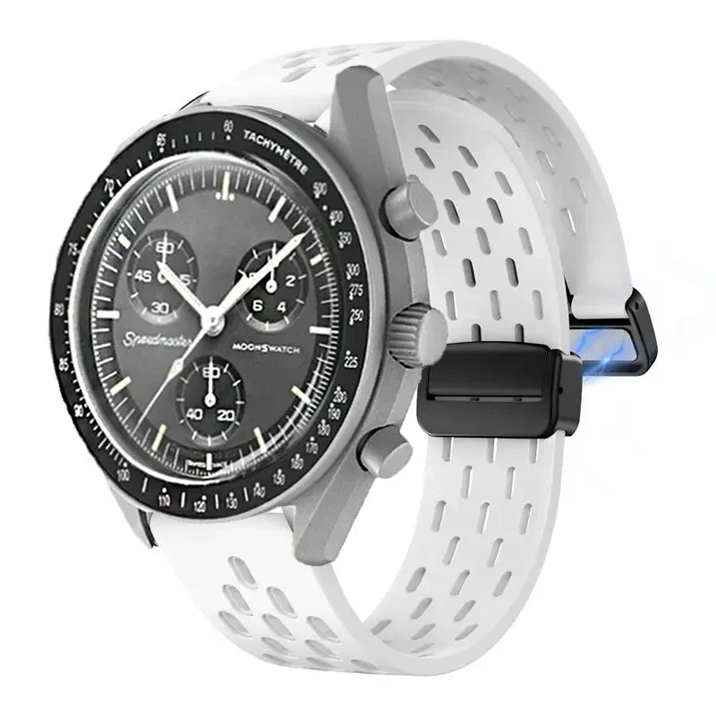 Magnetic Silicone Sport Watchband for MoonSwatch - Enhanced Replacement Bracelet Accessory