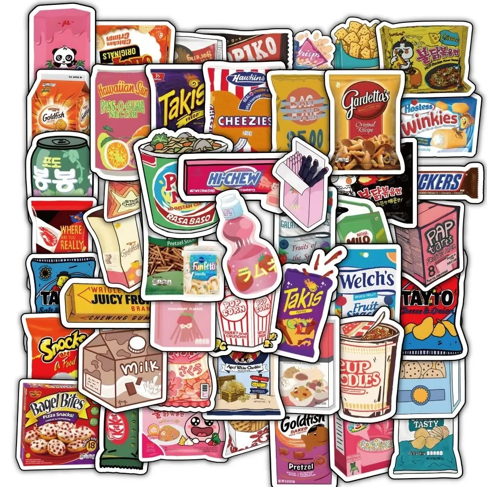 Snack Sticker Singular 60Pcs Snack Pack Style A Sticker Set - Foodie Decor for Journals ...