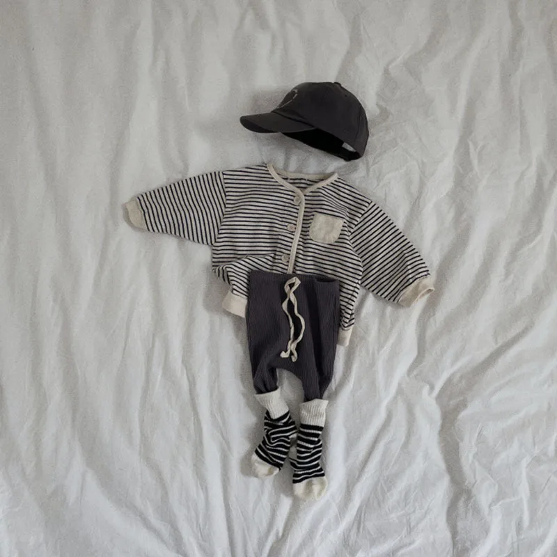 New Baby Casual Striped Cardigan Cotton Children Long Sleeve Jacket For Boys Girls Coat Infant Spring Clothes