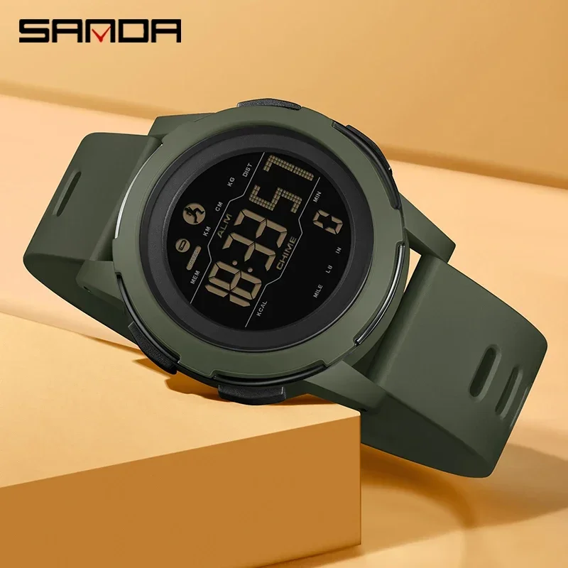 SANDA 2189 Military Waterproof LED Digital Mens Wristwatches Luxury Sports Pedometer Men Watches Shockproof Reloj Hombre