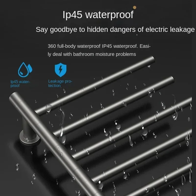 Electric Heated Towel Rail for Bathroom 304 Stainless Steel Electric Rack Timing Towel Radiator with 180 Rotation
