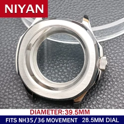 Men's 39.5mm Steel Case with Inner Ring for Sapphire Glass Wristwatches - Premium Watch Parts and Box Included (6 Shiny Chapter)