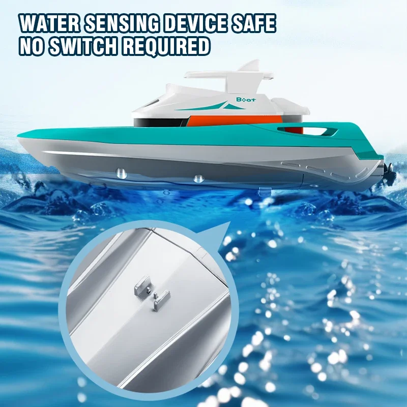 Mini Waterproof Remote Control Boat with LED Light for Kids