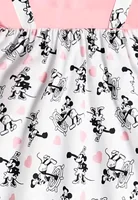 Une seule robe d'automne ludique et mignonne rose à col rond avec motifs imprimés 5