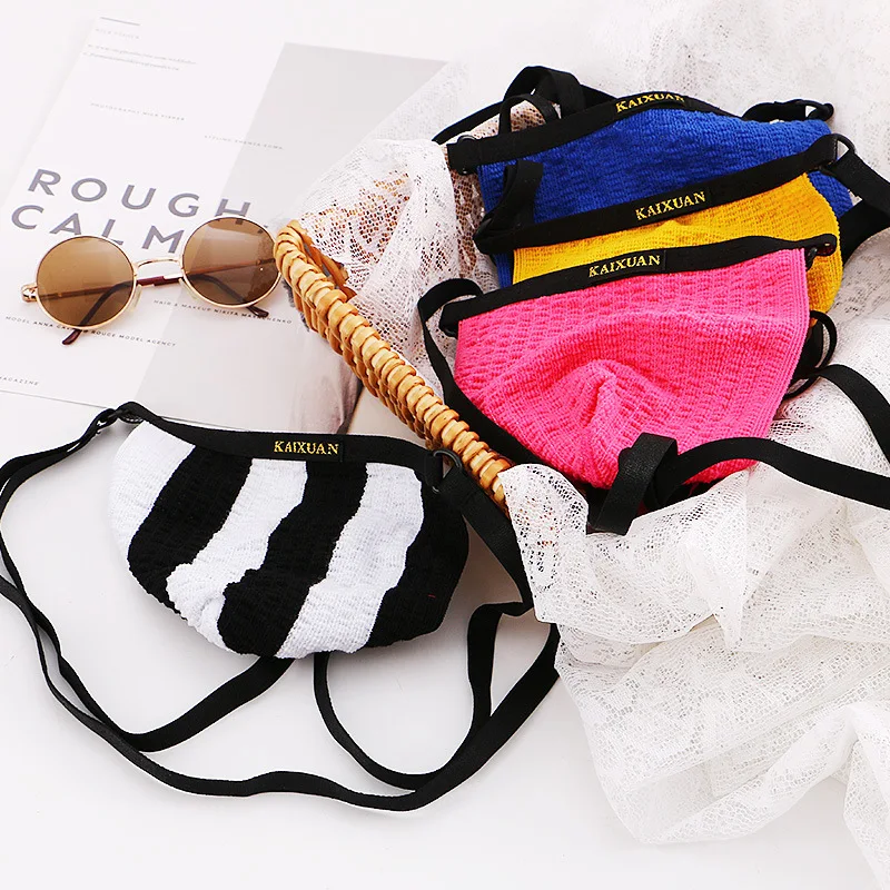 Men's Mini Bikini Swimsuit Sexy String Thong Swimwear Stripes Underwear Swimming Briefs Low Male Pantie Beach Surf Bathing Suit