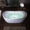 Whirlpool Water Jetted and Air Bubble Freestanding Heated Soaking Combination Bathtub with LED control panel 4