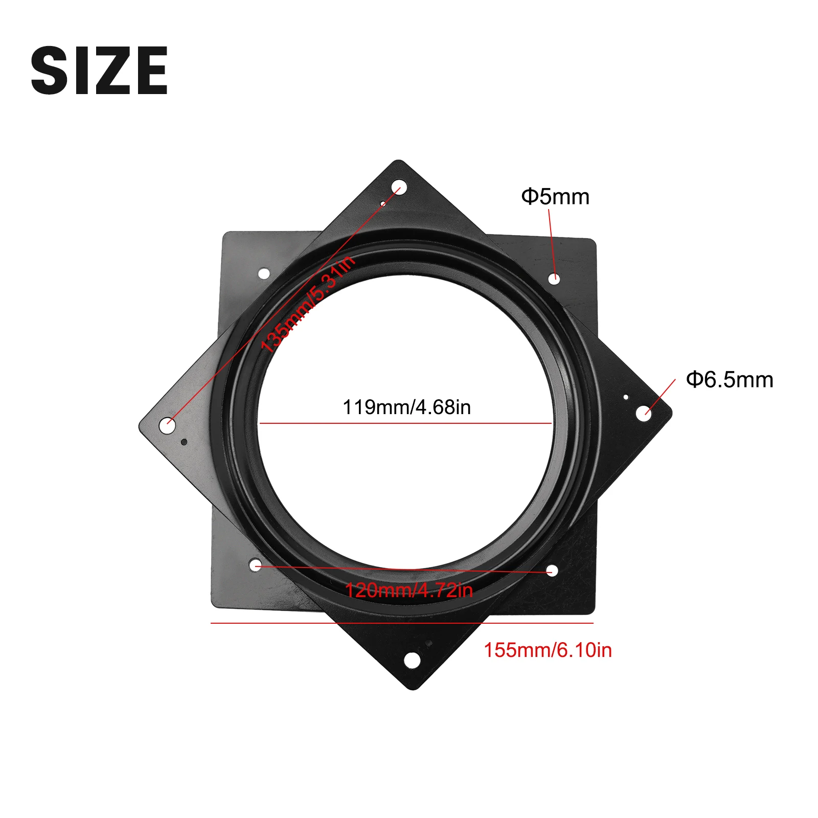 Description Picture 4 of itemHollow Turntable 3/4/6 Inches Galvanized Square Full Bead Turntable 360 Degree Free Rotating Chassis Heavy Duty Metal Bearing