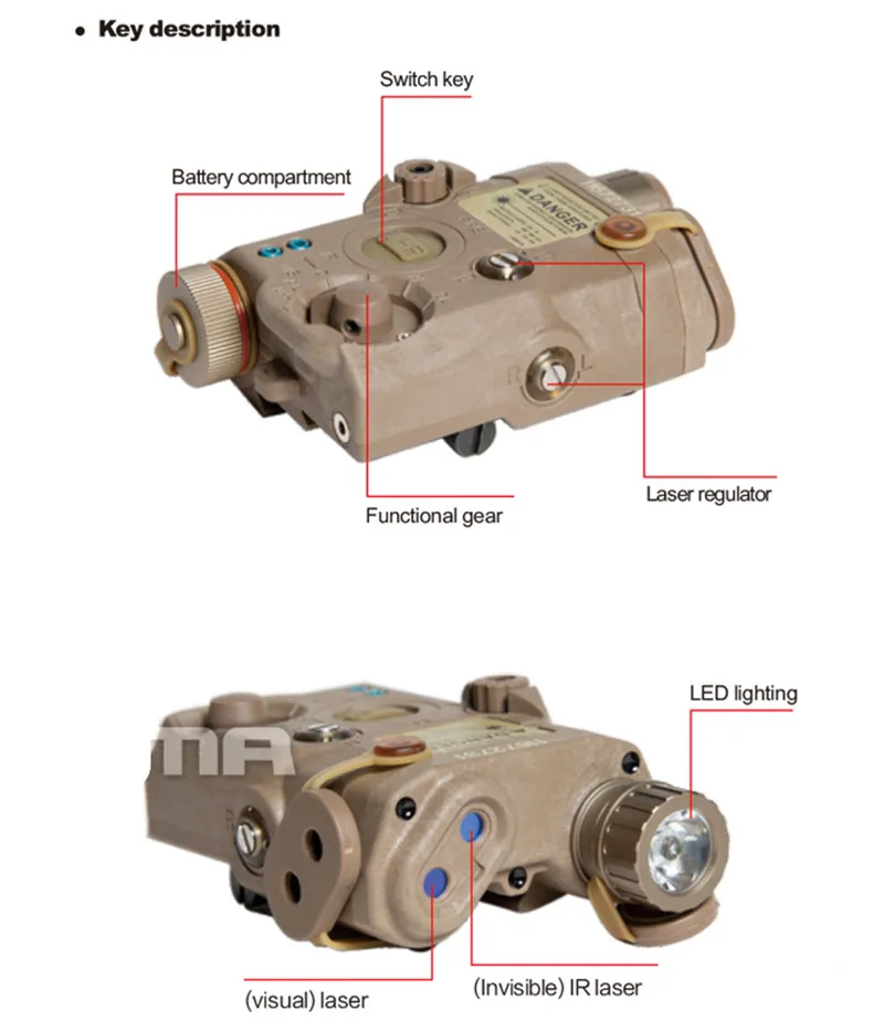 PEQ-LED Gun Light with Red Dot Laser Indicator, IR Signal, Hunting Rifle, UHP LA5-A 15, New Version,