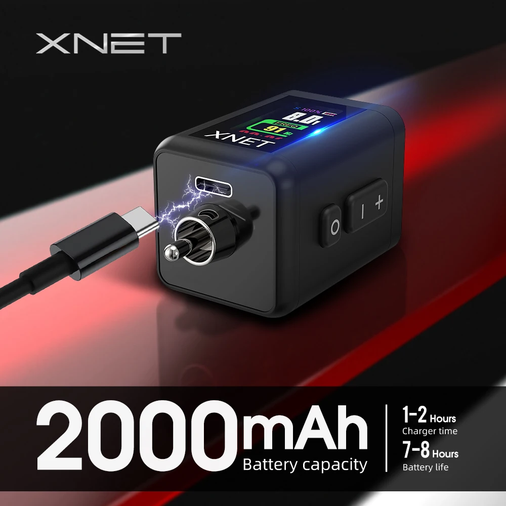 Tattoo Power Supply Tattoo Battery Pack XNET Lupo Wireless RCA Interface 2000mAh Lithium Battery OLED Displays Quick Charge For Tattoo Machine