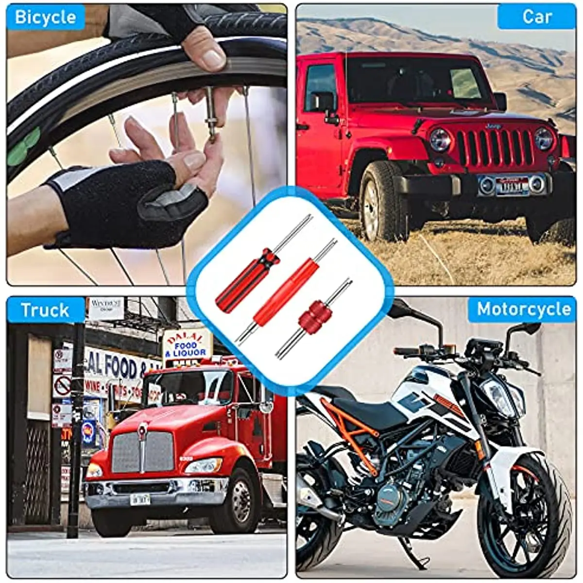 Valve Stem Tire Valve Tool for Cars Trucks Motorcycles Bikes