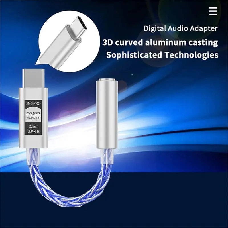 JCALLY JM6 Pro Type-C 3.5Mm 디지털 오디오 어댑터 2PCS CX31993 휴대용 디코딩 앰프 Hifi DAC 모바일 헤드셋 USB JM11