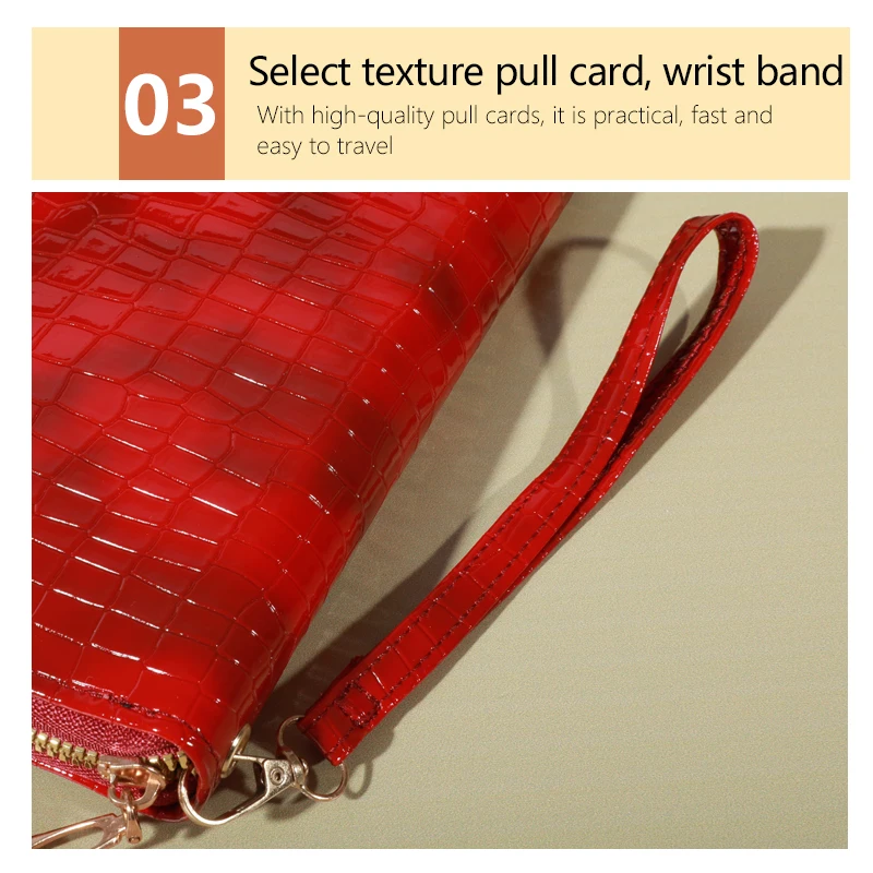 Klassische Brieftasche, große Clutch-Geldbörse mit Reiß verschluss, Karten halter mit 8 Schlitzen und mehreren Fächern, elegante Hand kupplung – Detail 4