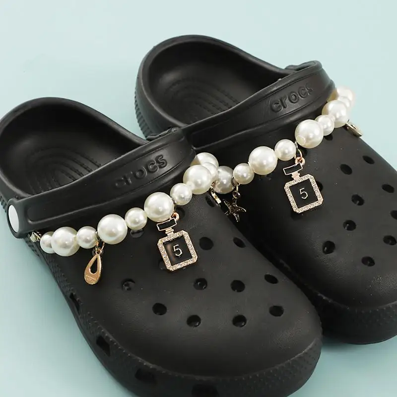 

Brand Chain Croc Charms Fashion Thanos Shoes Charms Pearl Resin Chains Shoe Decoration Detachable for Reuse Sneakers Accessories