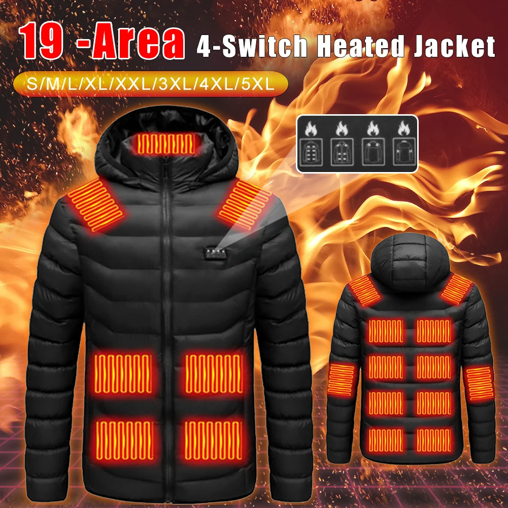 19 Areas Heated Jacket for Men Women Winter Warm USB Heating Jacket 4