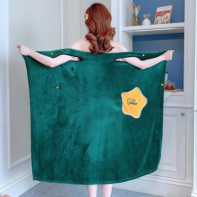 Bath towel thickened absorbent coral velvet wearable women bathrobe skirt