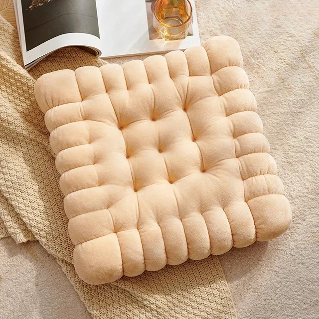 Coussin de méditation en forme de biscuit 40x40CM, coussin de chaise moelleux en peluche, lavable en Machine, coussin de siège d'étudiant, décoration de salon 2