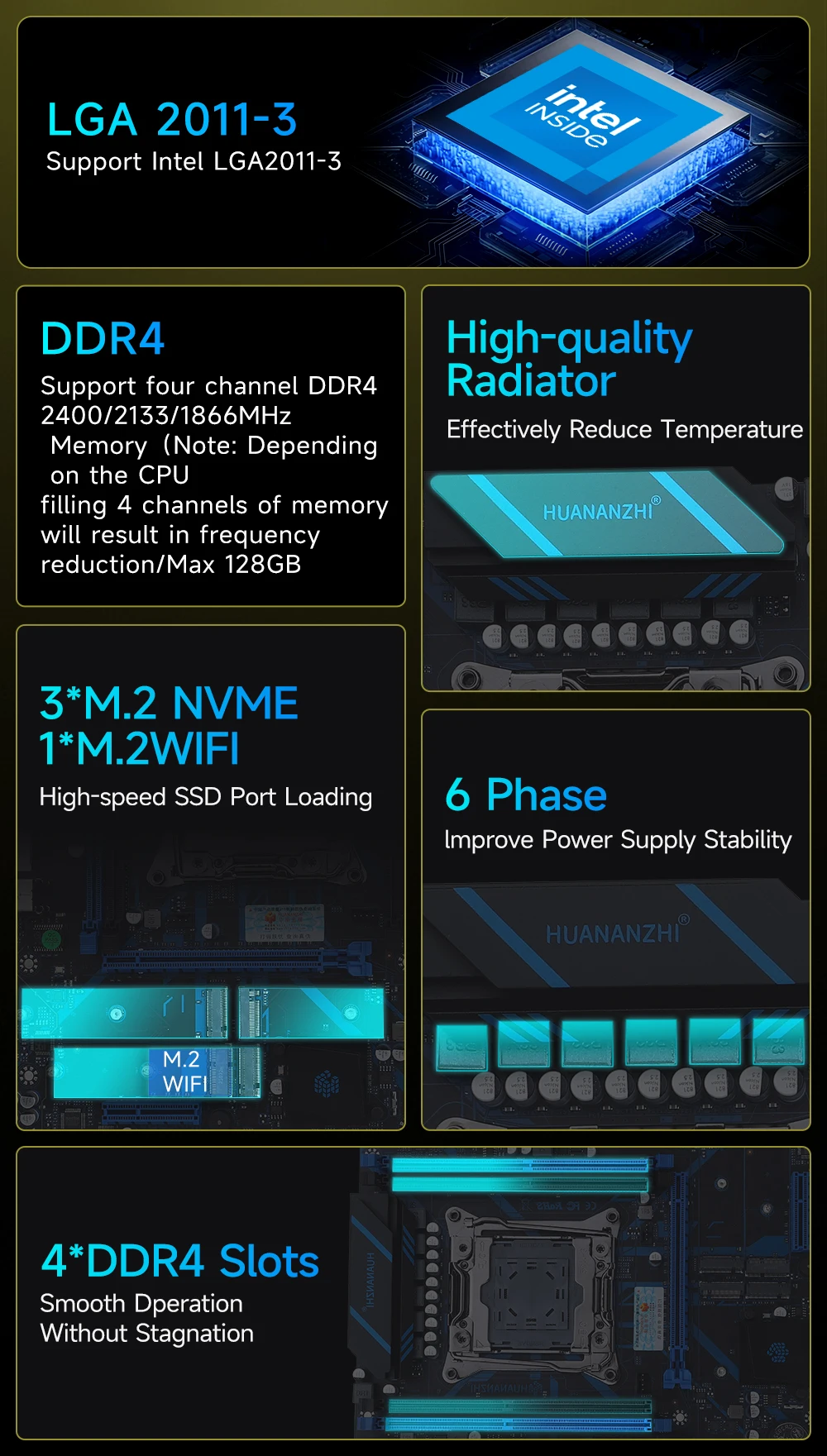 Huananzhi X99 Qd4 Lga 2011-3 Xeon X99 Motherboard Intel E5 2640