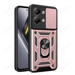 Armored Shockproof Back Cover with Slide Camera Lens Protection & Ring Stand - Poco X8 Pro Max (Black2)