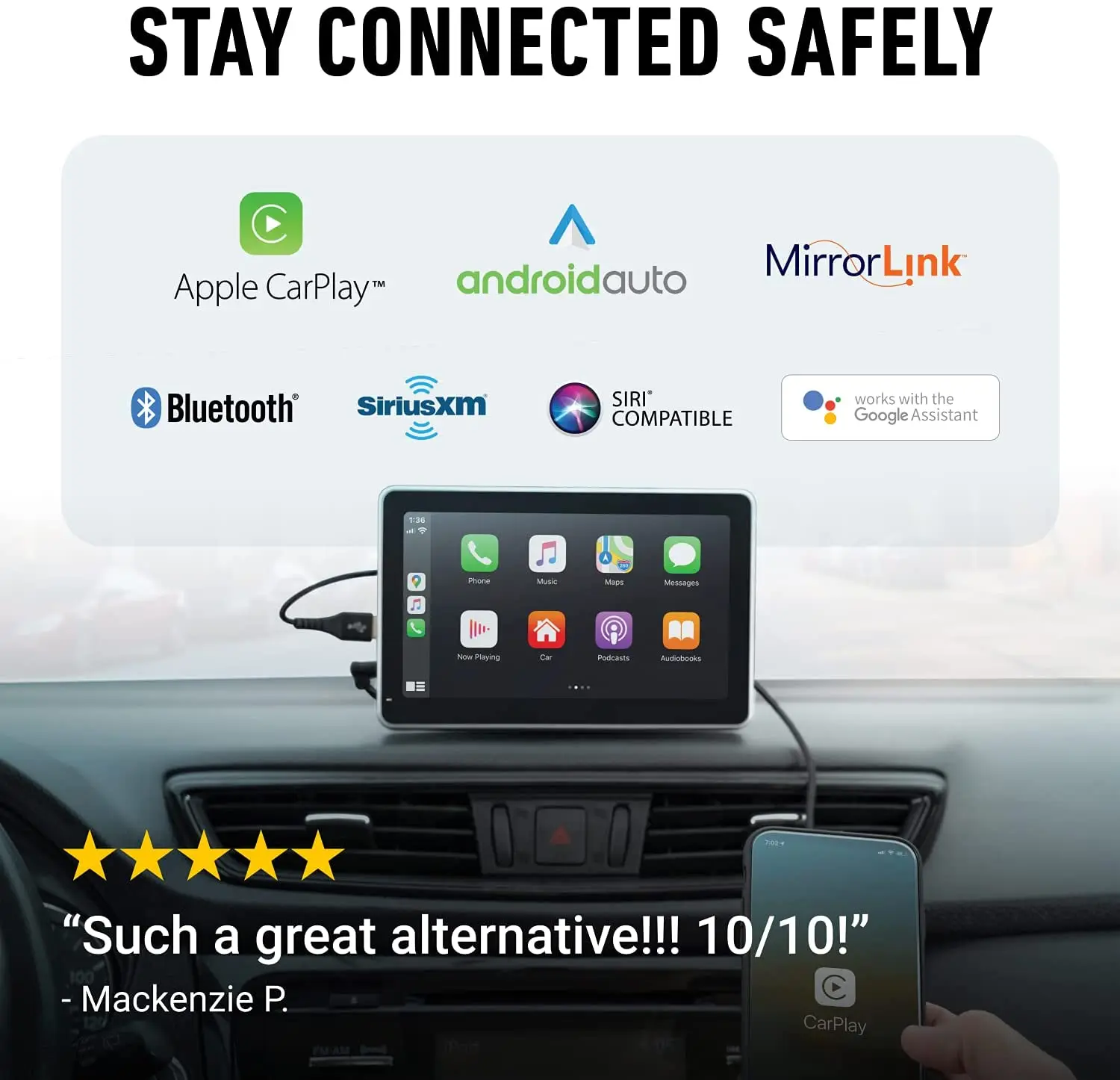 Écran portable Apple carplay pour voiture, écran tactile IPS de 7