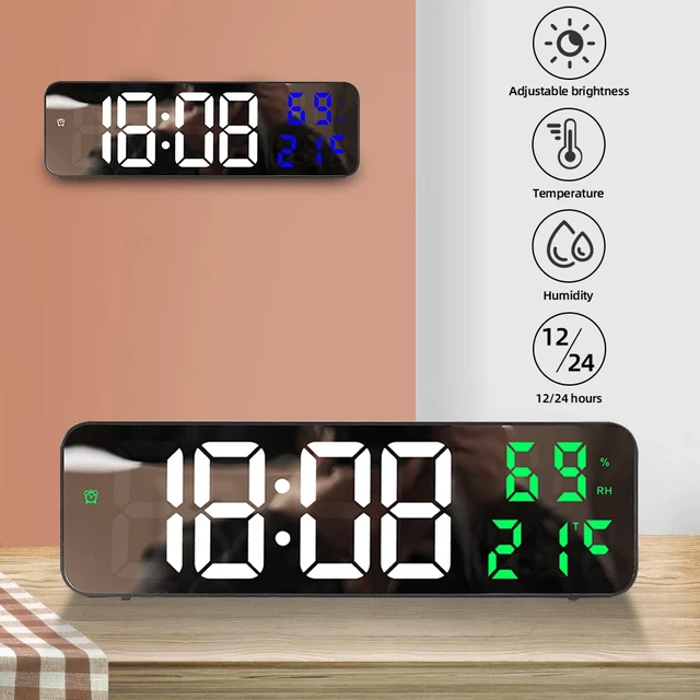 Relógio despertador fjw4, estação meteorológica eletrônica com controle por  aplicativo, relógio inteligente, temperatura e umidade, relógio de mesa  digital - AliExpress