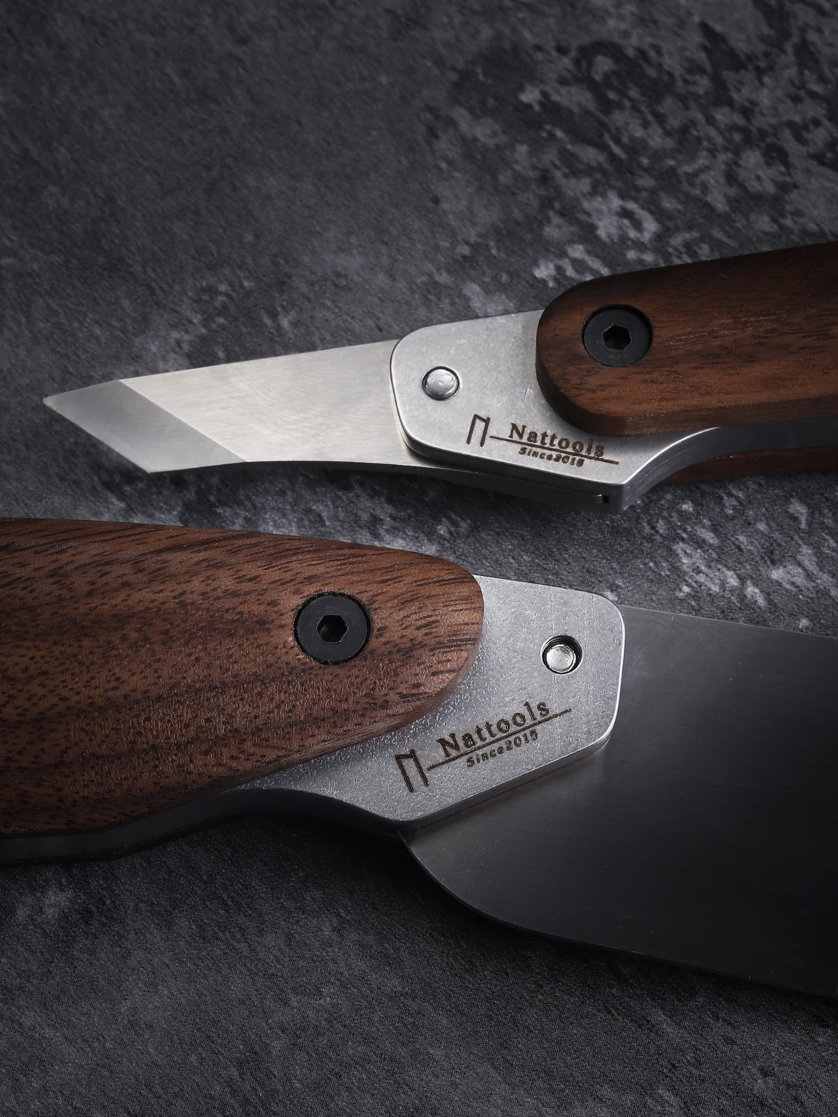 Nattools Leather Craft Handmade Style Leather Cutting Knife Blade Material DC53 Walnut Wood Handle Cutting Tool leather craft tools