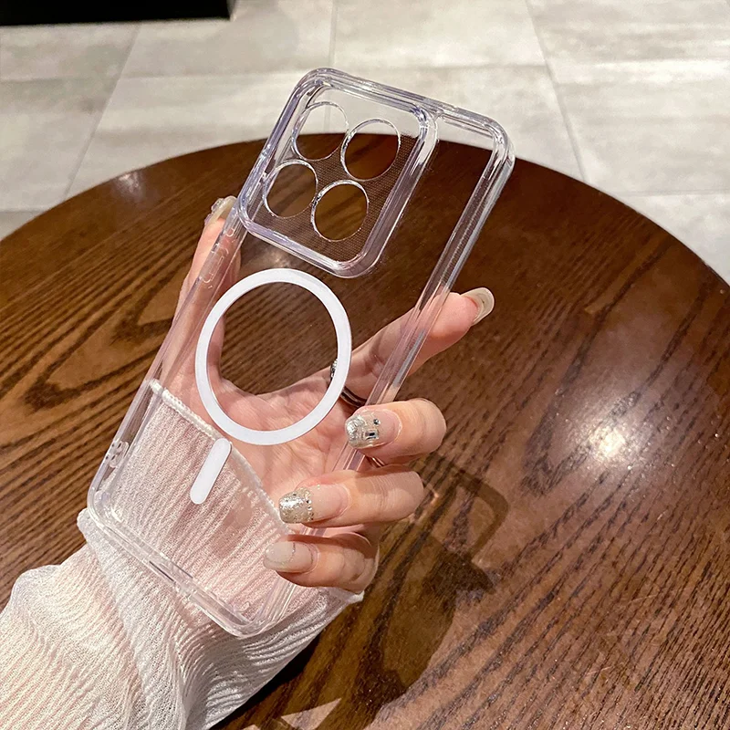 Transparent Clear For Magsafe Case For Xiaomi 14 Ultra 13 12 13T 12T Pro Magnetic Wireless Charging Soft Back Cover Accessories 3