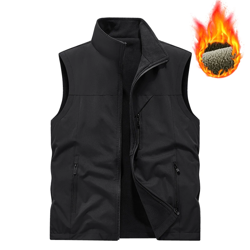 Leather Fishing Vest for Men Autumn Winter