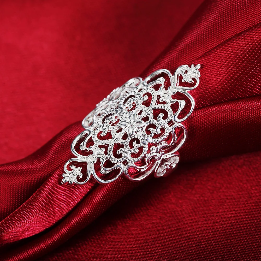 

Hot new 925 Sterling Silver Rings For Women fine wide Retro elegant Fashion Party Gifts Girl student Charm wedding Jewelry