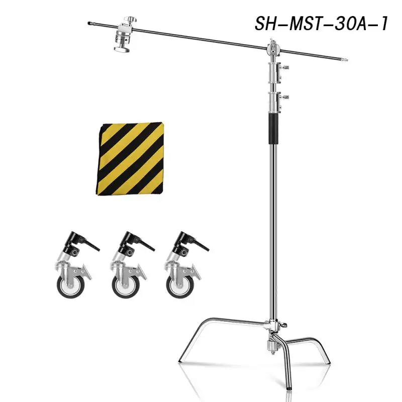 2.6m/10in C-Stand with Sliding Leg Kit,Wheels,Grip Head & Arm,Chrome Plated 1PCS