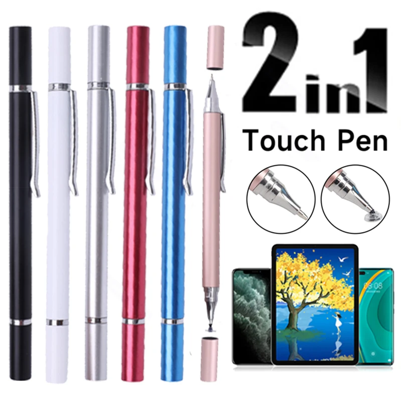 

2 in 1 Stylus Pencil for Smartphone Tablet Drawing Writing Capacitive Pencil Universal Android Mobile Screen Touch Pen for IPad