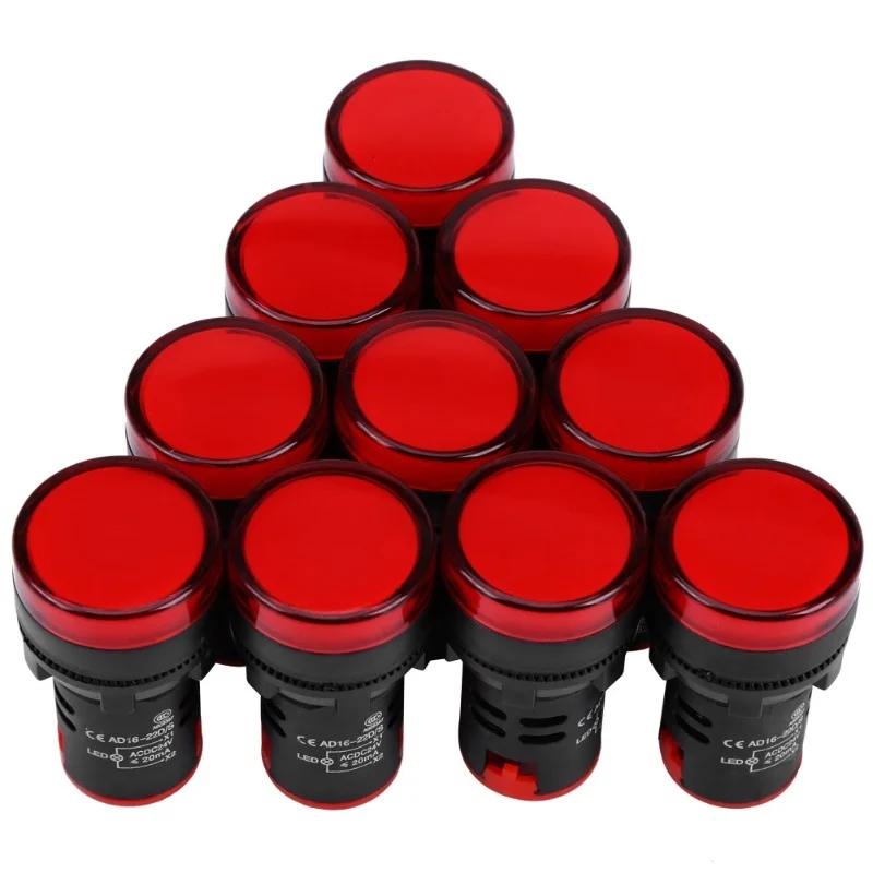 10개 AC/DC 24V 22mm 스레드 LED 전자 표시등 신호등