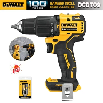 DEWALT 브러시리스 무선 컴팩트 해머 드릴 드라이버 키트, 전동 공구 전용, 리튬 DCD709, 20V, 1650RPM, 65NM