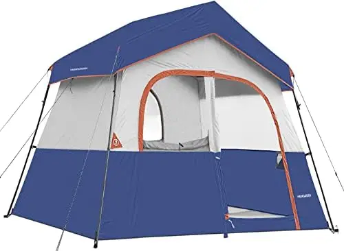 

6 Person Camping Tent - Portable Easy Set Up Family Tent for Camp, Windproof Fabric Cabin Tent Outdoor for Hiking, Backpacking,