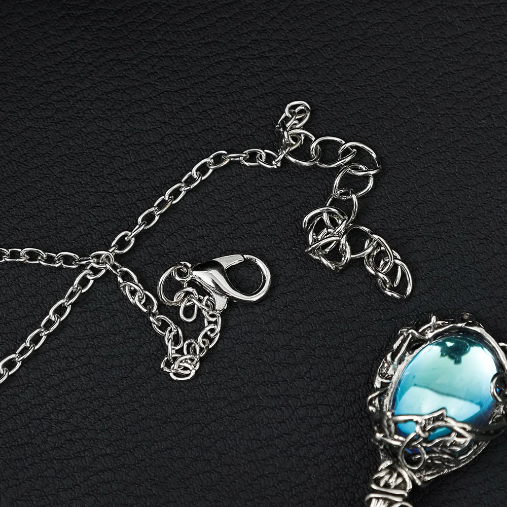 Water Crystal Gemstone Pendant Necklace Artificial Gems Vintage Alloy Rattan Women Necklaces Girls Waterdrop Stone Necklace