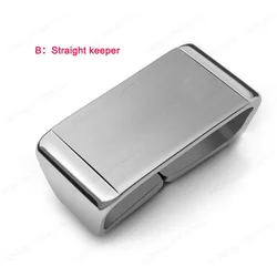 Premium Metal Ring Buckle Watch Band Keeper - Silicone Nylon Strap Accessories - 22mm (Straight Silver)
