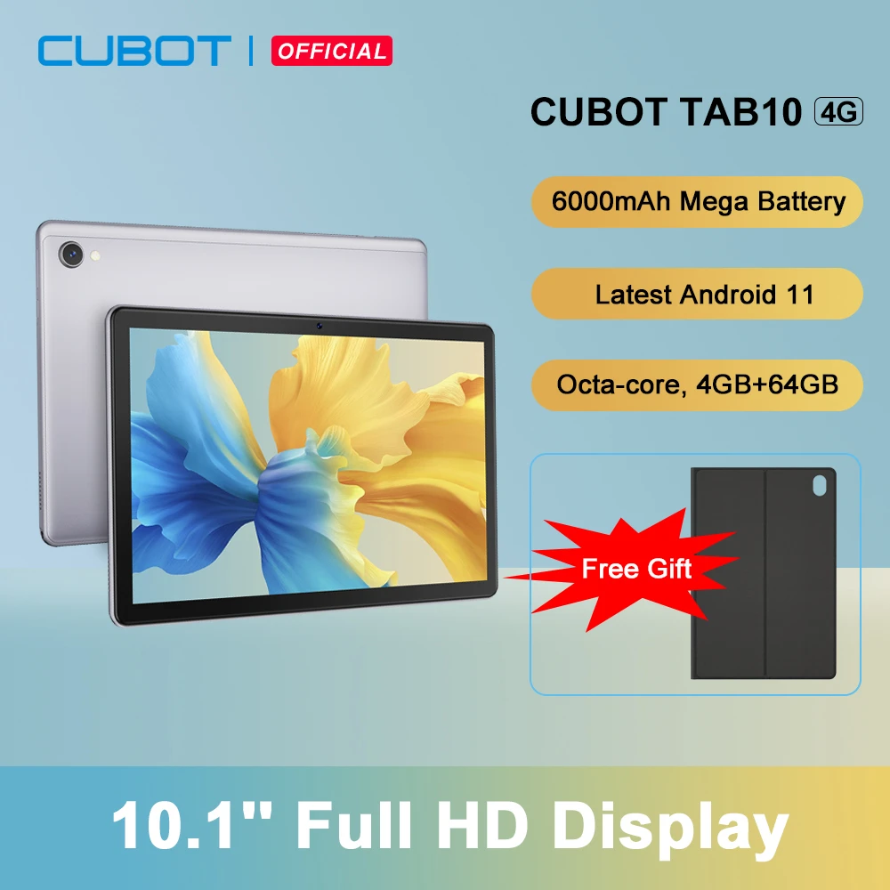 Cubot TAB 10 Tablet Android 11 Octa-core 10.1'' FHD+ Display 6000mAh 4GB+64GB 4G Network 13MP Rear Camera Tablet PC Android Pad newest android phone t mobile