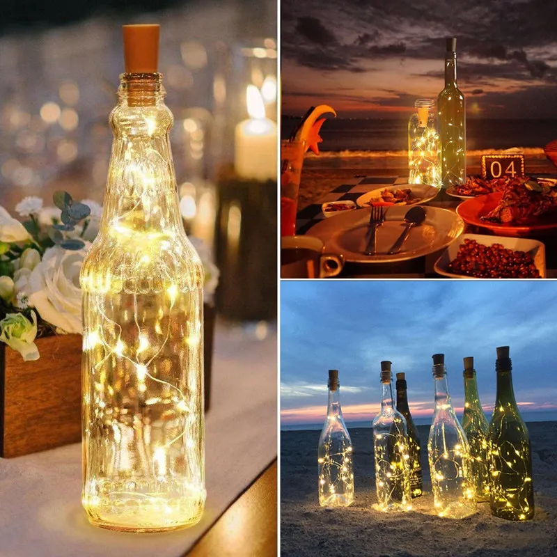 

10pcs Wine Bottle Cork LED Fairy String Lights Room Decor Aesthetic Christmas Party Wedding Decoration Garland Lamp Waterproof