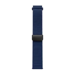 Magnetic Silicone Strap - Premium Adjustable Bracelet, 20mm/22mm, Versatile - 22mm Width (Midnight Blue)