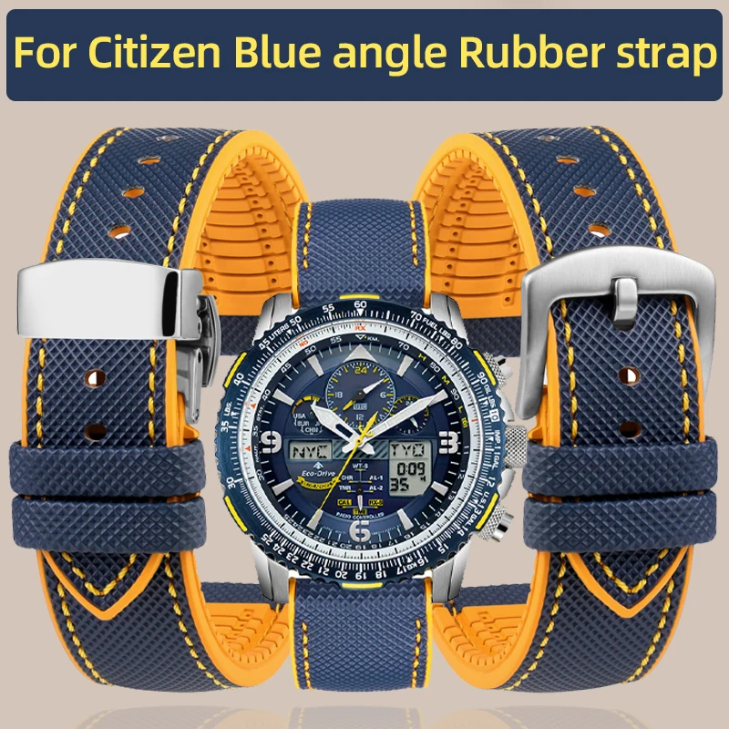 Blue Angel 22mm/23mm Men's Watch Strap - Canvas Nylon + Rubber Bands