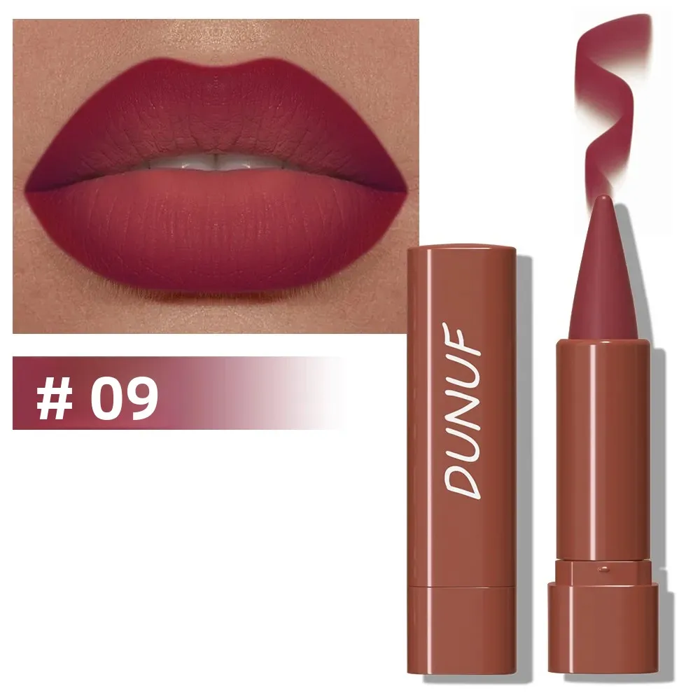9 Farben Gradient Matte Lipliner, wasserfest, nicht klebrig, samtiger Lippenstift, schwarzbrauner Konturen-Tint, Lippen-Make-up-Stift_voghion.com