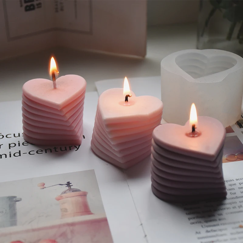 3D Rotating Love Candle Mold Stacking Heartshaped Aromatic Candle