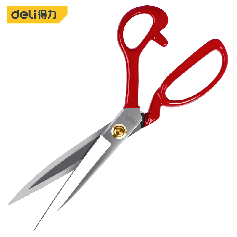 Deli 1 Pcs 9/10/11/12inch Red Professional High Life Tailor's Scissors with 120,000 Shearing for Home Multifunction Scissors 2