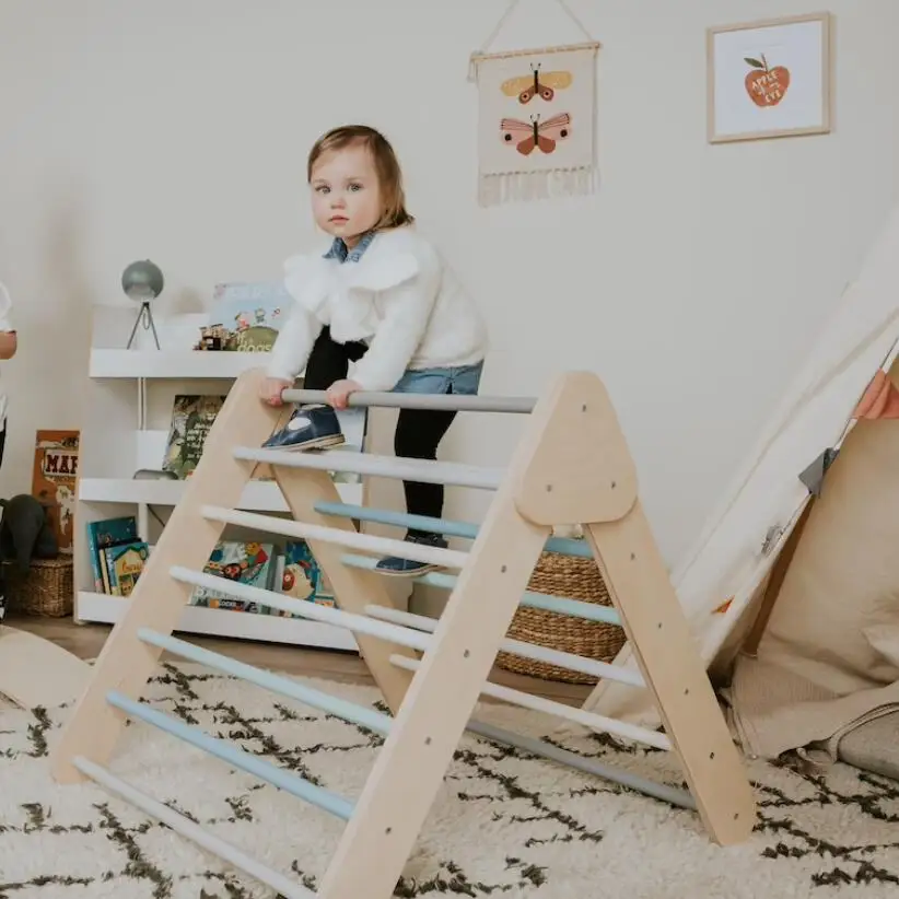 Wooden montessori climber and balance board for kids used wood montessori toy