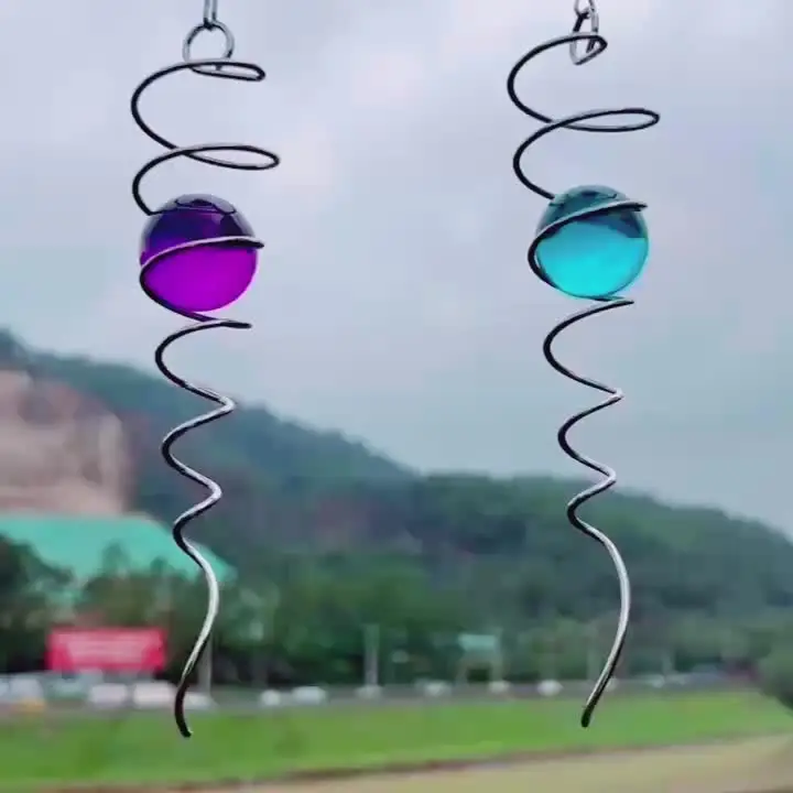 Coda a spirale Girandola a vento Suncatcher Sfera di cristallo Stabilizzatore Chakra Bead Appeso Campanelli eolici cinetici Arcobaleno Maker Decorazioni da giardino  15