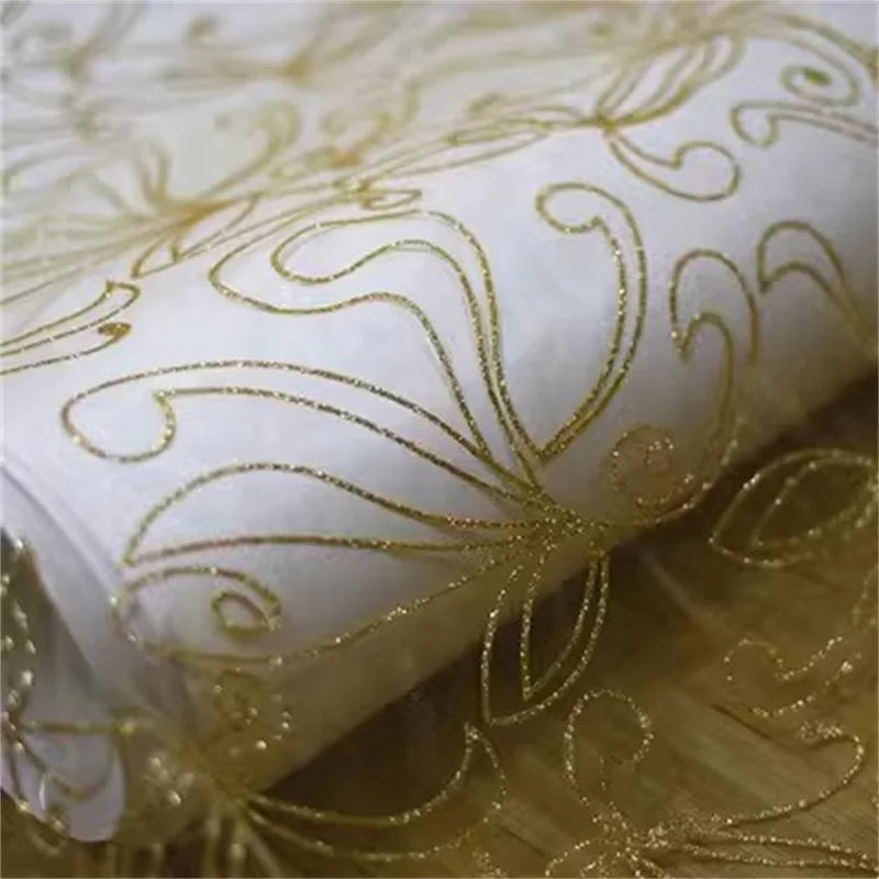 

Gold Grain Glitter Gauze Material Light Breathable Wedding Decoration Clothing Background Gauze