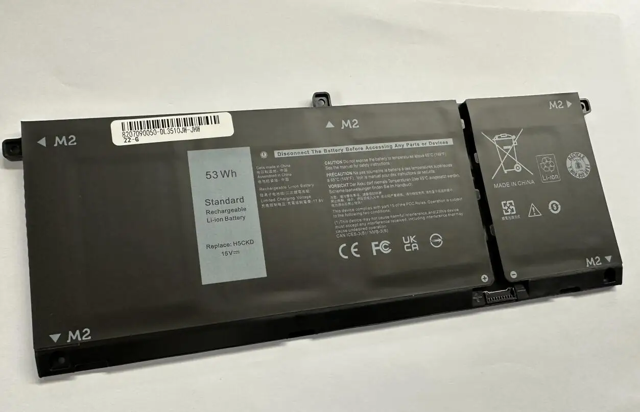 Nova Bateria do Portátil H5ckd para Dell Inspiron 5502 5505 5409 5400 2-em1 7506 3410 3510 9077g P129g P102f 5401 5509 5408 53wh - Imagem 2